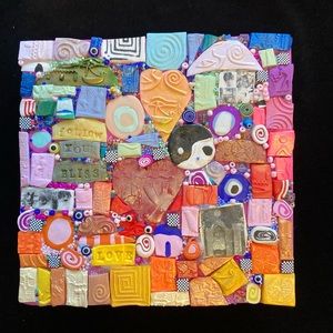 Handmade Polymer Clay Treasure Box Follow Your Bliss “ 8” Hinged Box